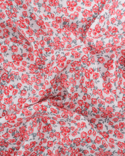 Tissu Viscose Motif Petites Fleurs Rouges - Mercerine