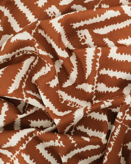 Viscose Imprimée Motif Ethnique Chevron Cacao - Mercerine