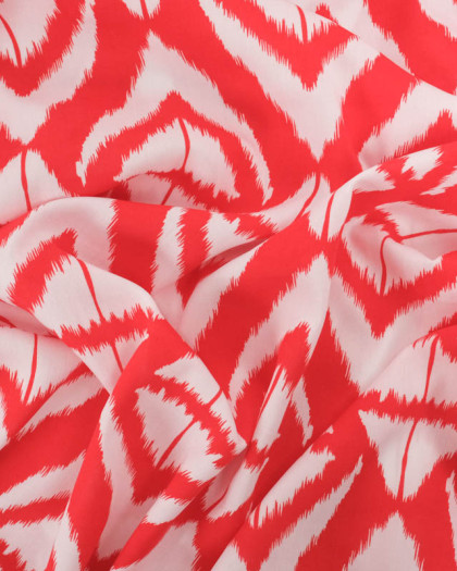 Viscose Imprimée Motif Ethnique Rouge - Mercerine