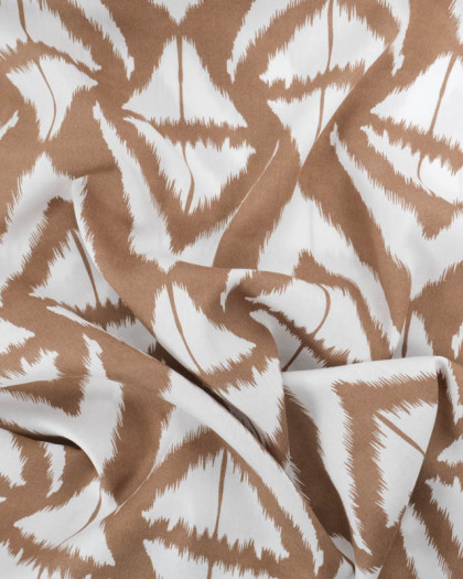 Viscose Imprimée Motif Ethnique Taupe - Mercerine