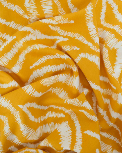 Viscose Imprimée Motif Zèbre Moutarde - Mercerine