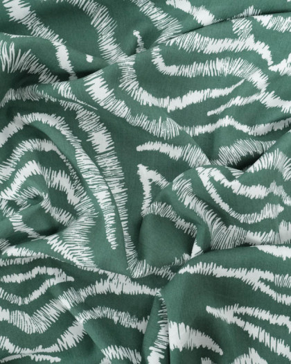 Viscose Imprimée Motif Zèbre Vert Emeraude - Mercerine
