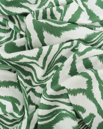 Viscose Imprimée Motif Zèbre Vert - Mercerine