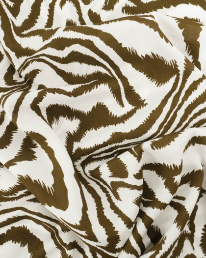 Viscose Imprimée Motif Zèbre Kaki - Mercerine