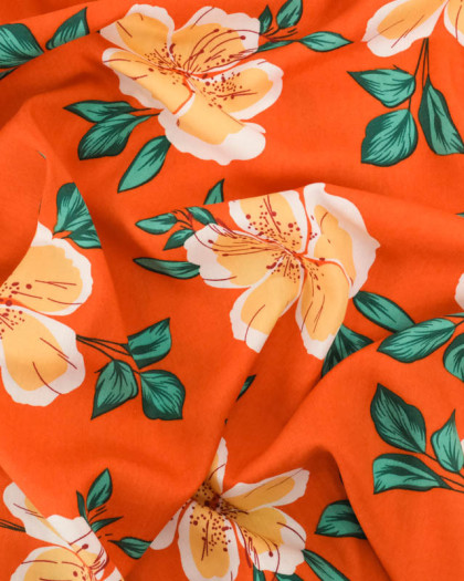 Viscose Orange Hibiscus Flower - Mercerine