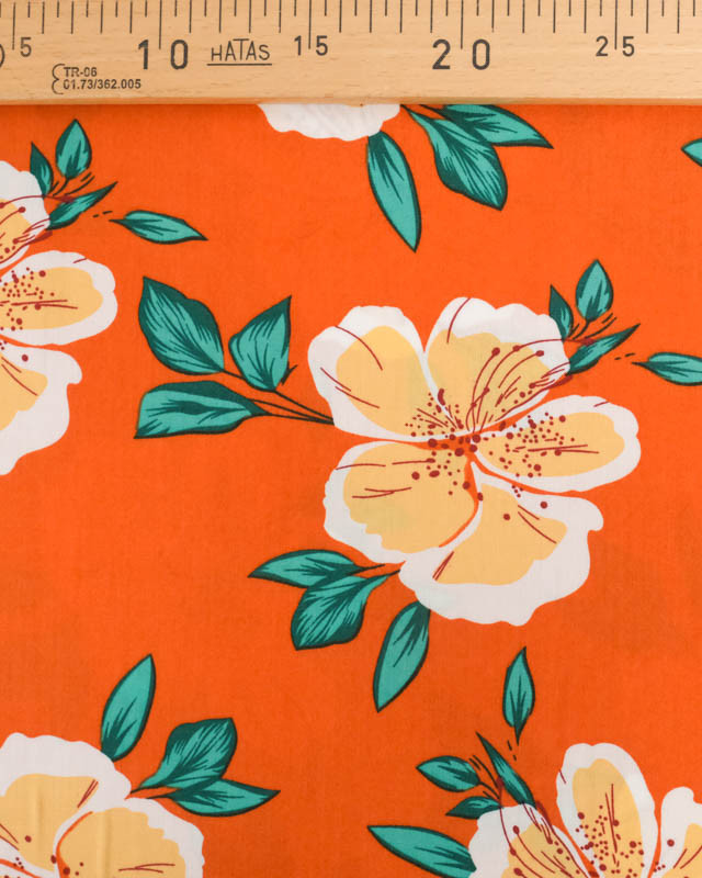 Viscose Orange Hibiscus Flower - Mercerine