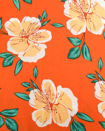 Viscose Orange Hibiscus Flower - Mercerine