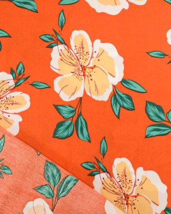 Viscose Orange Hibiscus Flower - Mercerine