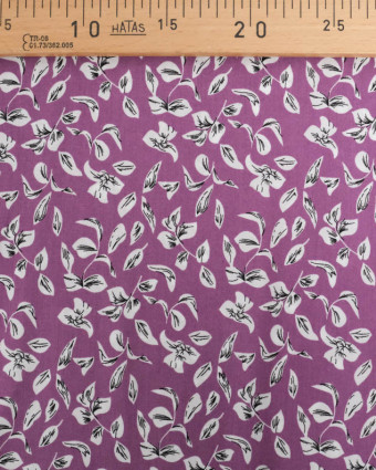 Viscose Mauve Moitf Petites Feuilles - Mercerine