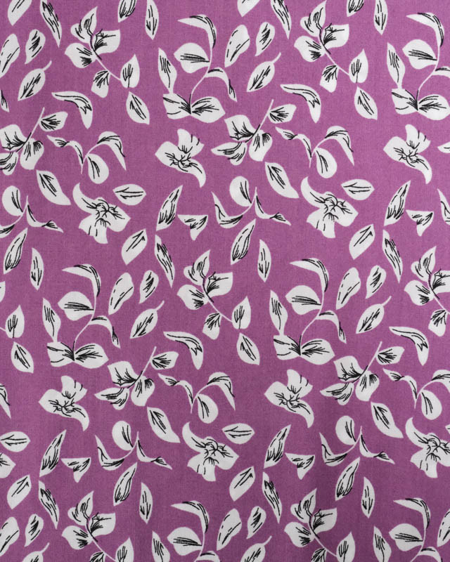 Viscose Mauve Moitf Petites Feuilles - Mercerine