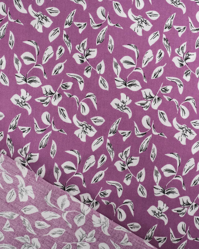 Viscose Mauve Moitf Petites Feuilles - Mercerine