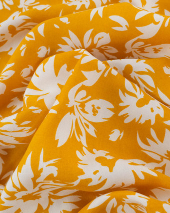 Viscose Moutarde Motif Floral - Mercerine