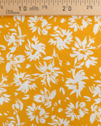 Viscose Moutarde Motif Floral - Mercerine