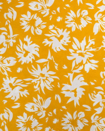 Viscose Moutarde Motif Floral - Mercerine