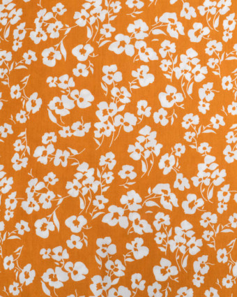 Viscose Caramel Petites Fleurs Blanches - Mercerine