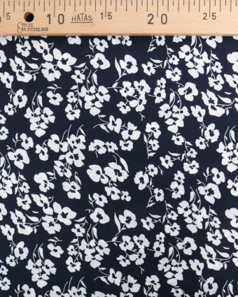 Viscose Bleu Nuit Petites Fleurs Blanches - Mercerine