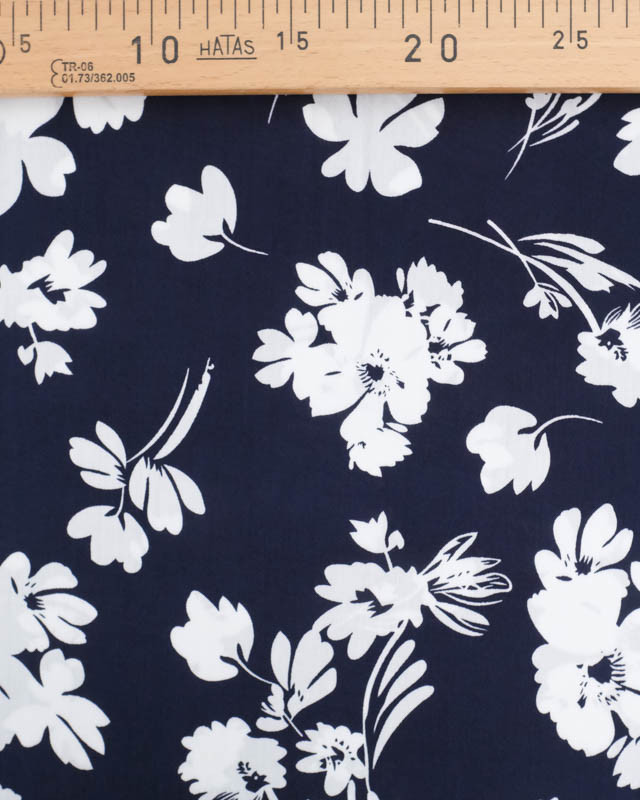 Viscose Bleu Marine Motif Floral - Mercerine