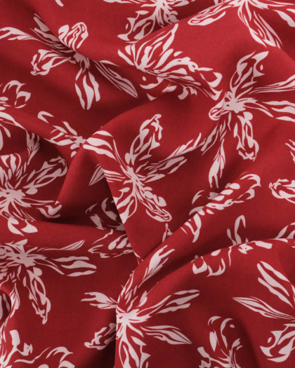 Viscose Bordeaux Grandes Fleurs Blush - Mercerine