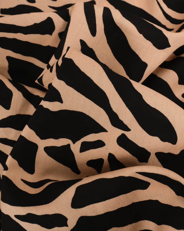Viscose Motif Tigré Noir et Praline - Mercerine