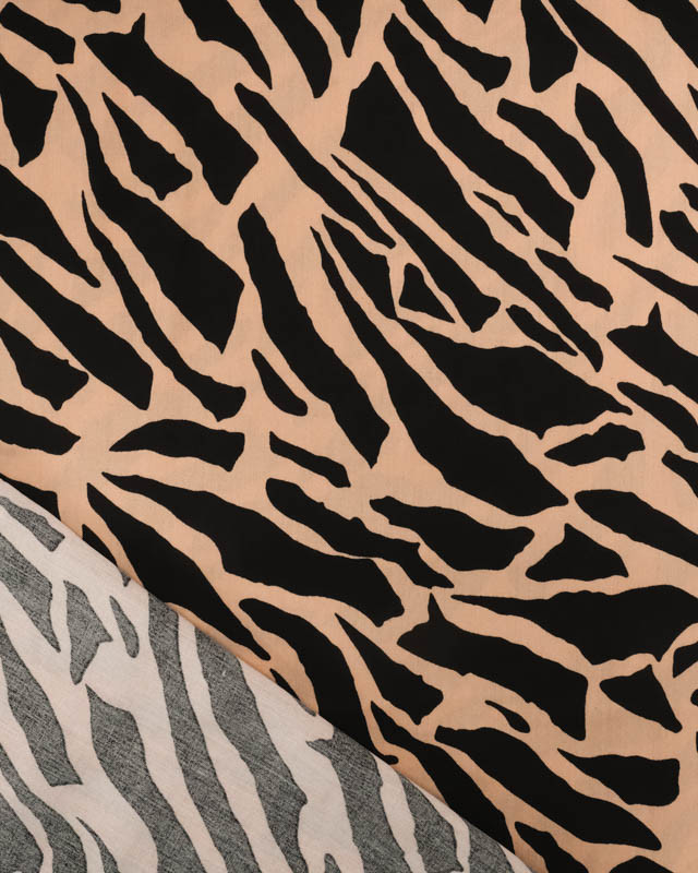 Viscose Motif Tigré Noir et Praline - Mercerine