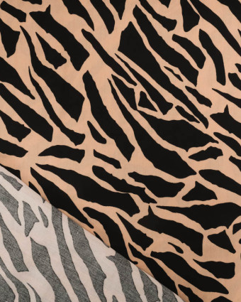 Viscose Motif Tigré Noir et Praline - Mercerine