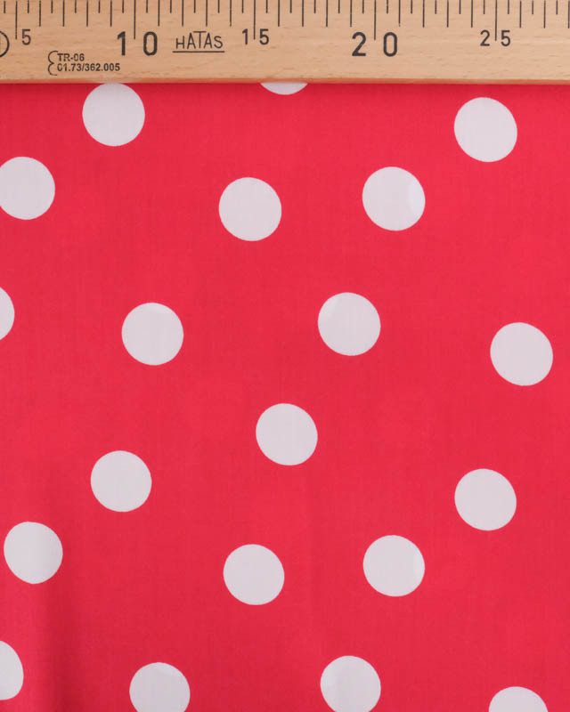 Viscose Cerise Gros Pois Blancs - Mercerine
