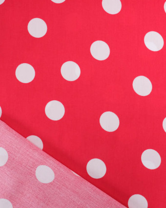 Viscose Cerise Gros Pois Blancs - Mercerine
