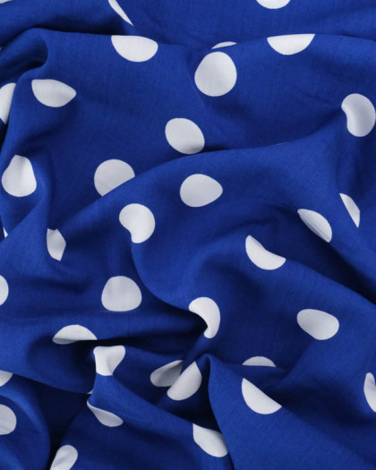 Viscose Bleu Marine Gros Pois Blancs - Mercerine