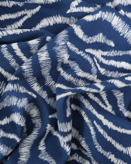 Viscose Imprimée Bleue Motif Zèbre - Mercerine