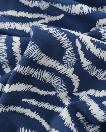 Viscose Imprimée Bleue Motif Zèbre - Mercerine