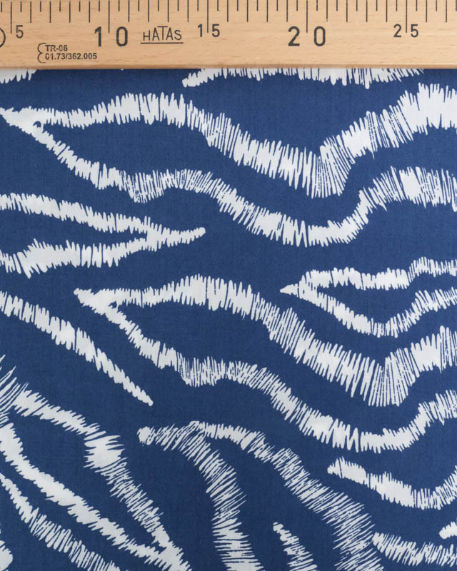 Viscose Imprimée Bleue Motif Zèbre - Mercerine