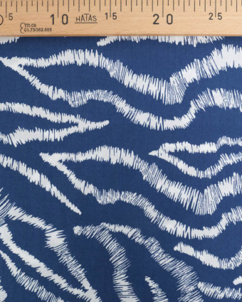 Viscose Imprimée Bleue Motif Zèbre - Mercerine
