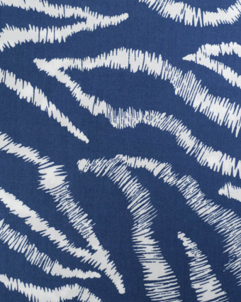 Viscose Imprimée Bleue Motif Zèbre - Mercerine