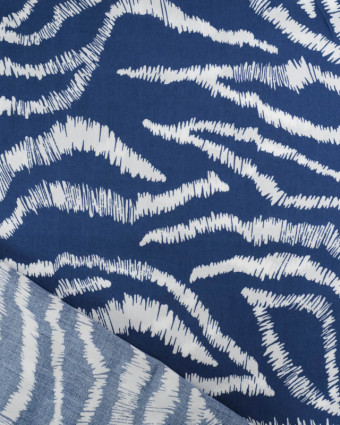 Viscose Imprimée Bleue Motif Zèbre - Mercerine
