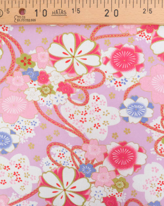 Tissu Coton Imprimé Sakura Mauve - Mercerine