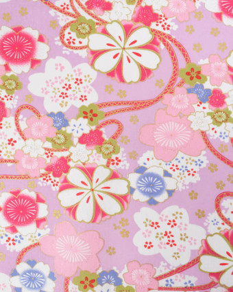 Tissu Coton Imprimé Sakura Mauve - Mercerine