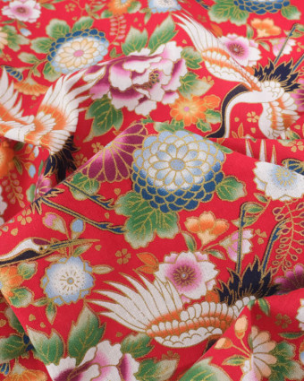 Tissu Coton Imprimé Tancho Rouge - Mercerine