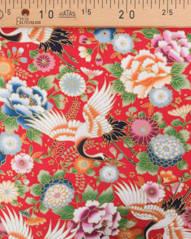 Tissu Coton Imprimé Tancho Rouge - Mercerine