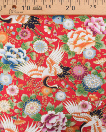 Tissu Coton Imprimé Tancho Rouge - Mercerine