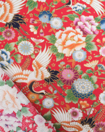 Tissu Coton Imprimé Tancho Rouge - Mercerine