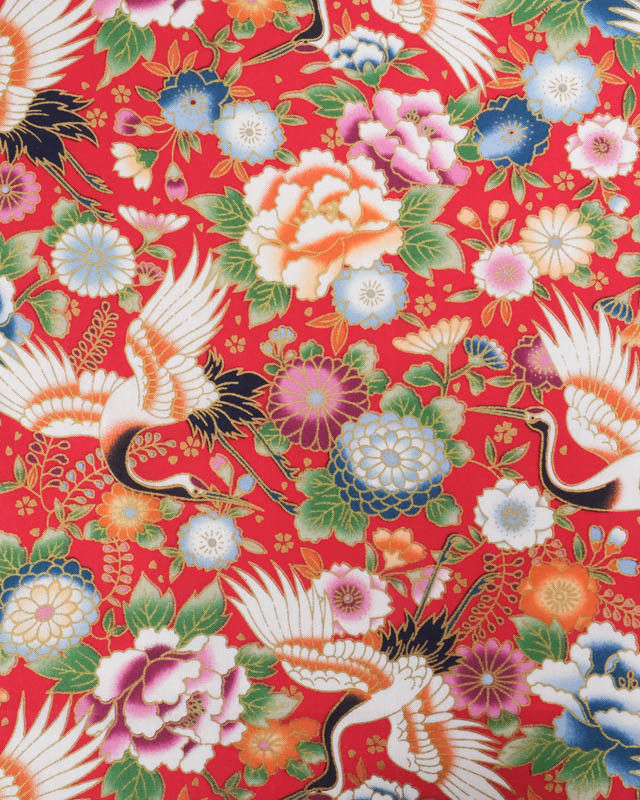 Tissu Coton Imprimé Tancho Rouge - Mercerine