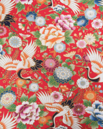 Tissu Coton Imprimé Tancho Rouge - Mercerine