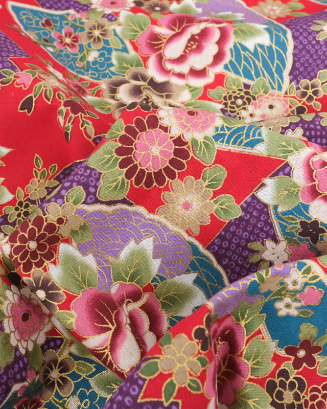 Tissu Coton Imprimé Keiko Rouge - Mercerine
