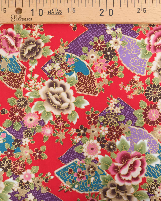Tissu Coton Imprimé Keiko Rouge - Mercerine