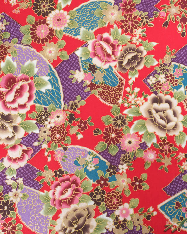 Tissu Coton Imprimé Keiko Rouge - Mercerine