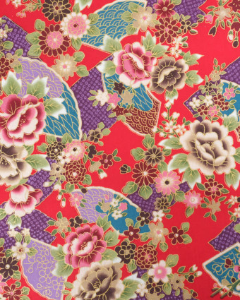 Tissu Coton Imprimé Keiko Rouge - Mercerine