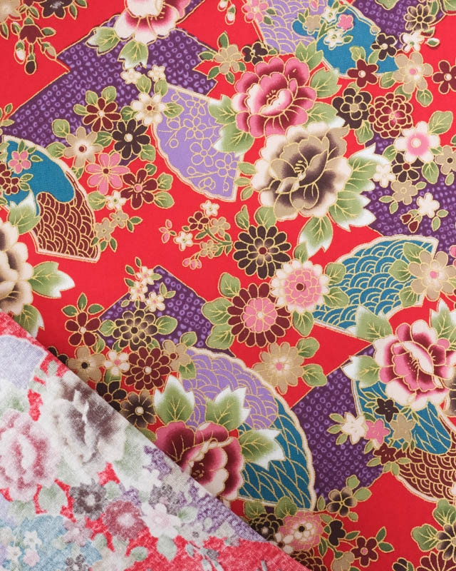 Tissu Coton Imprimé Keiko Rouge - Mercerine