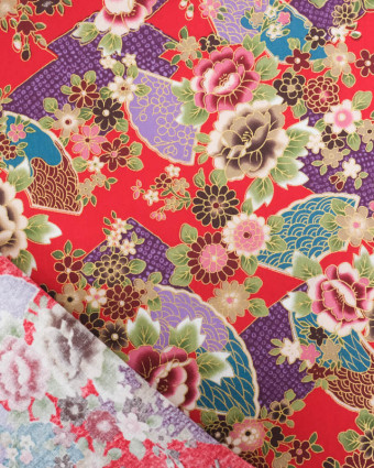 Tissu Coton Imprimé Keiko Rouge - Mercerine