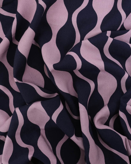 Viscose Ecovero Motif Wavy Mauve - Mercerine