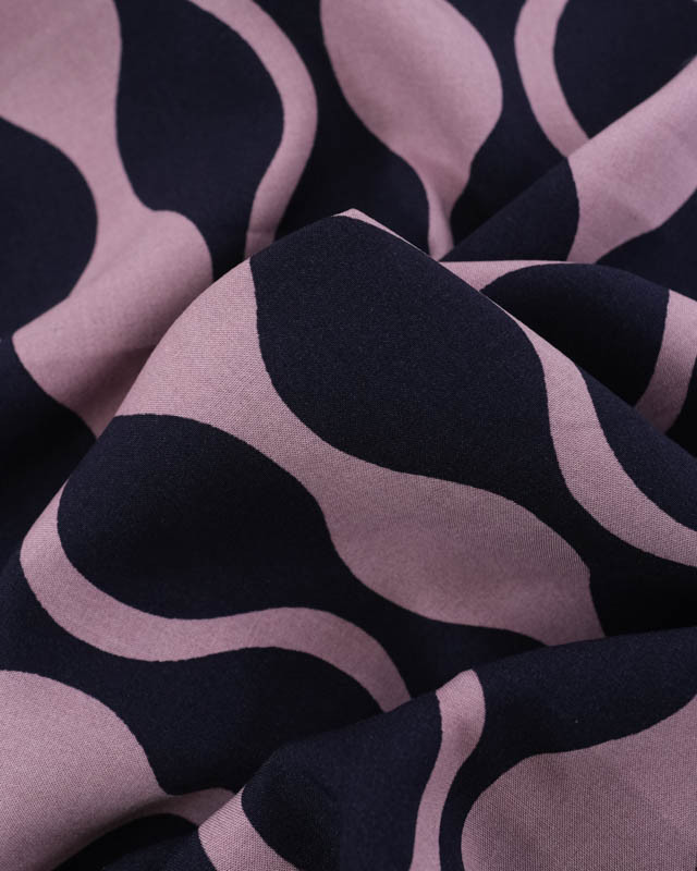 Viscose Ecovero Motif Wavy Mauve - Mercerine